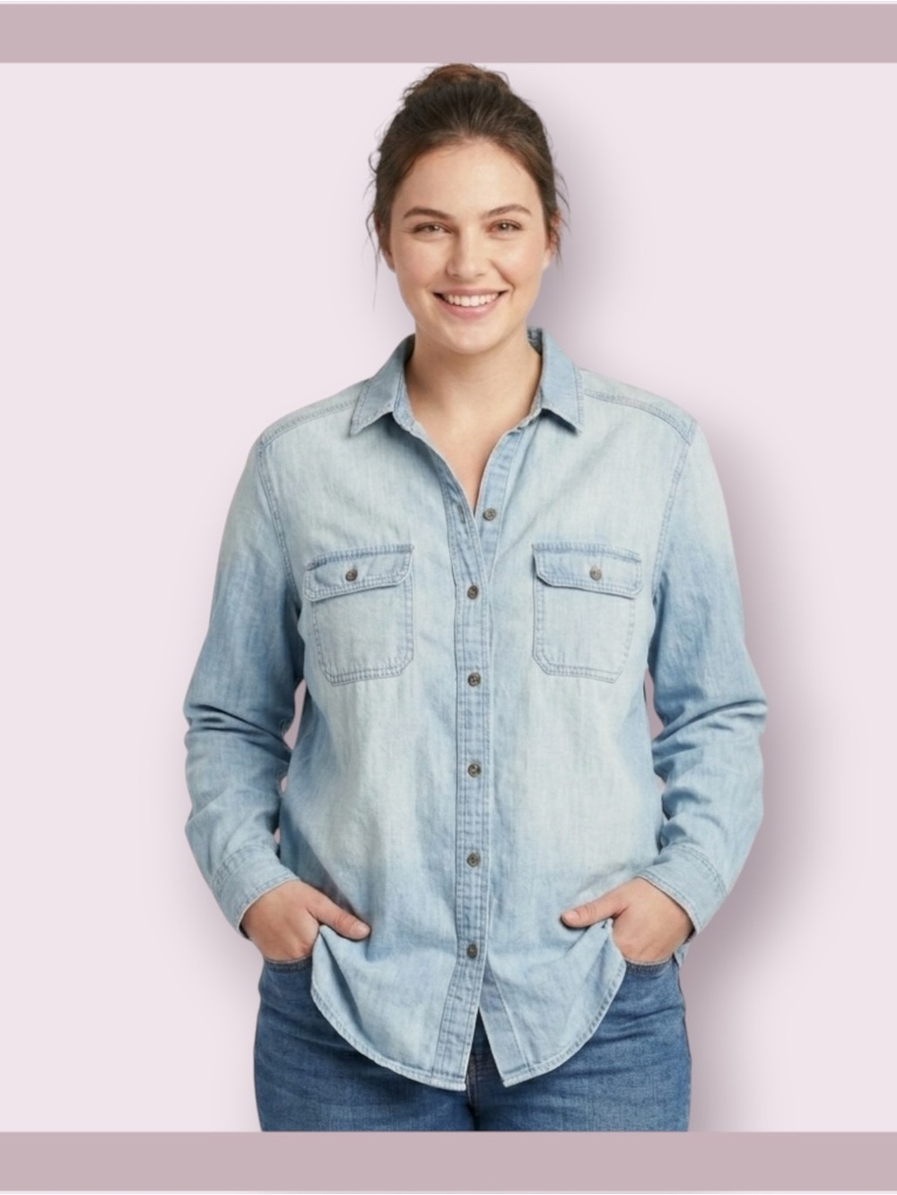 Nordstrom BP Light Wash Button Down Chambray Shirt